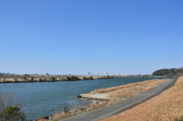 Fototapeta premium 江戸川河川敷晴れ