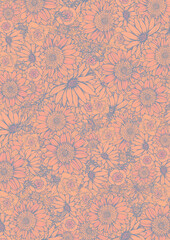 レトロポップ 夏の花柄 背景素材 黄色 アンティーク ヴィンテージデザイン Wall Mural Ayumi Taka レトロポップ 夏の花柄 背景素材 黄色 アンティーク ヴィンテージデザイン Wall Mural Ayumi Taka