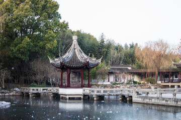 Traditional, Chinese pavilion in a park in Shanghai