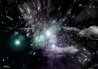 galaxy in a free space. 3D rendering