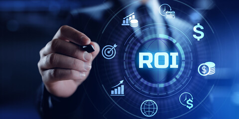 ROI Return on investment Financial trading Business concept.