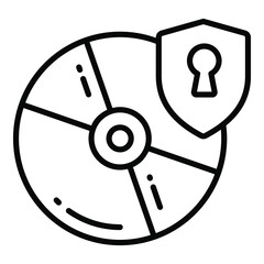 CD disc protection, Protection and security vector icons set cyber computer network business data technology