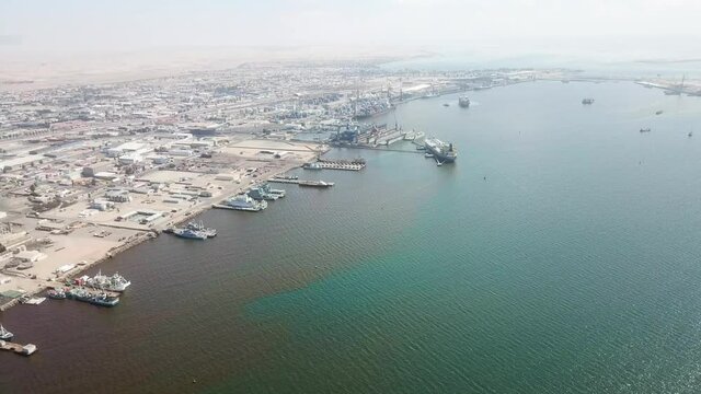 Flight over Walvis Bay along the Namibia coast