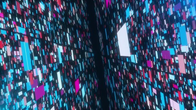 3d rendering rotation of parallel planes. Digital abstract technologcal backdrop, computer generated.