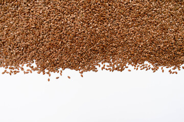 
Flax seeds on white background.Copy space.