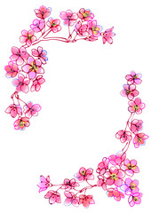 水彩風桜の花フレーム　コーナータイプ