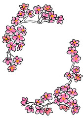 筆風桜の花フレーム　コーナータイプ