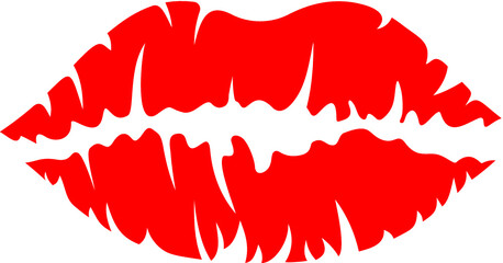 Vector illustration of the red kiss print