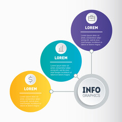 Investor presentation with 3 steps. Best for slideshow, diagram or business presentation with three options. Infographic of technology or education process. How to make your business structured.