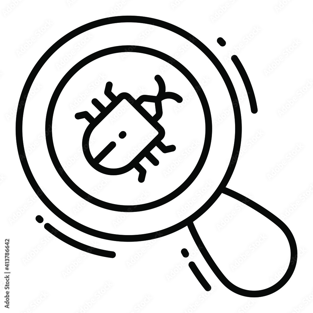 Wall mural search bug, protection and security vector icons set cyber computer network business data technology