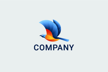 Fototapeta na wymiar Blue bird modern logo design