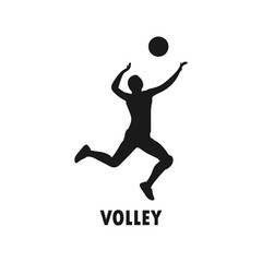 Fototapeta na wymiar Young volleyball player black silhouette. Female athlete. Sportswoman concept. Volley tournament. Athletic sports team. Smash or serve pose. Healthy activity. Human health vector illustration.