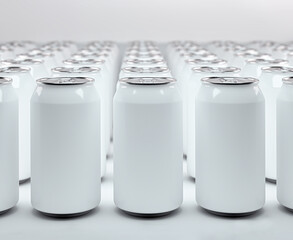 Aluminum cans of soda front view in 3d rendering