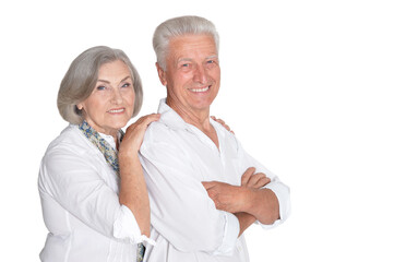 happy  senior couple  on  white background