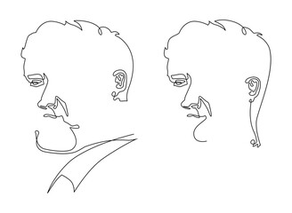 One line drawing face. Modern single line art contour portrait, contour.  Vector illustration