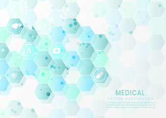 Abstract blue hexagon pattern background. Medical and science concept and health care icon pattern.