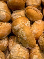 bread on display in a bakery