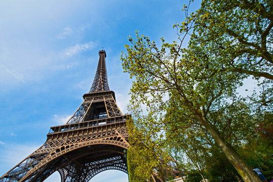 low angle view of the Eiffel tower in Paris