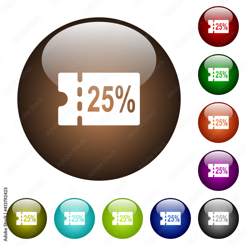 Sticker 25 percent discount coupon color glass buttons