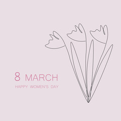 Womens day card with flowers, vector illustration