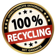 round business button - 100% recycling (german)