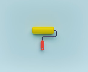 minimal paint roller brush icon, symbol isolated. 3d rendering