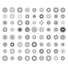 Set Abstract Collection Starburst Black Line Doodle Design Elements Vector
