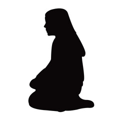 a girl sitting body, silhouette vector