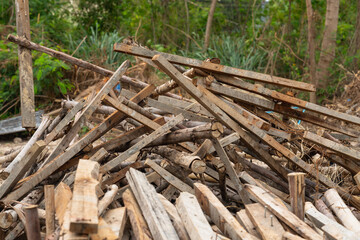 Wood pile of old used