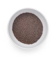 Perilla herb seed in bowl isolated on white background.