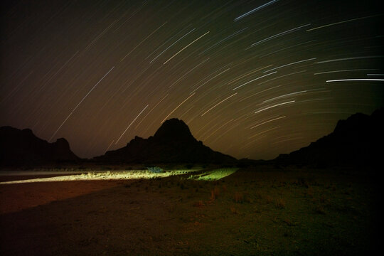 Star trails at night