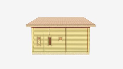 wooden home, cottage, house isolated 3d rendering illustration