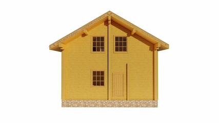 wooden home, cottage isolated 3d photorealistic building rendering
