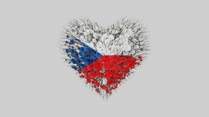Fototapeta na wymiar Czech Republic, Independence day. October 28. Heart shape made out of flowers on white background. 3D rendering.