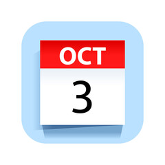 October 3. Calendar Icon. Vector Illustration.