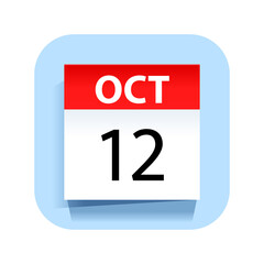 October 12. Calendar Icon. Vector Illustration.