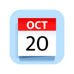 October 20. Calendar Icon. Vector Illustration.