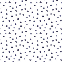 A pattern of blueberries. Watercolour. The images are hand-drawn and isolated on a white background.