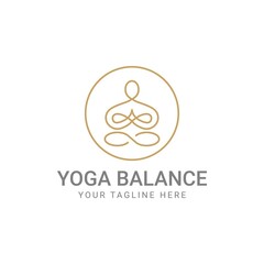 Abstract geometric logotype linear icon yoga person balance