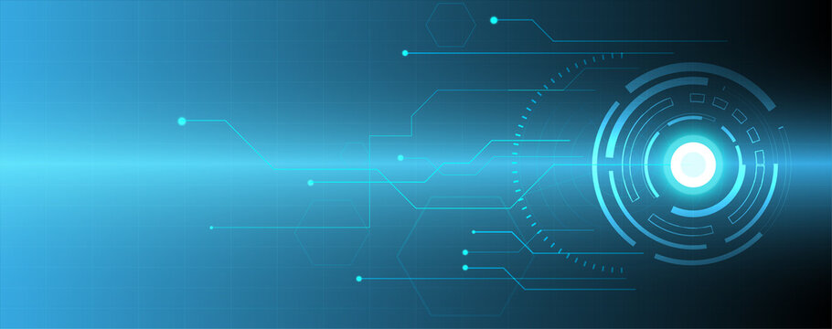 Blue circle technology abstract technology innovation concept vector background and glowing light with some Elements of this image panorama