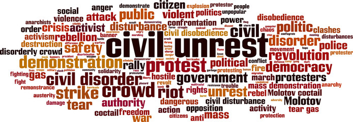 Civil unrest word cloud