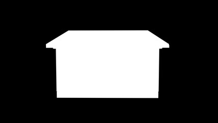 White silhouette of a house on a black background