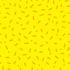 Simple retro style seamless pattern with trending yellow background and orange particles for web designs, fabrics, towels, socks and more. Crimson Endless background cute vintage ornament.