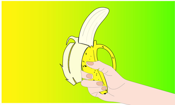 Hand Holding A Peeled Banana