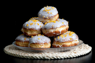 pączek, jedzenie, słodki, deser, ciastka, cukier, ciasta, pieczone, piekarnia, przepyszny, śniadanie, płyta, przekąska, smaczny, krem, delikatesowy, domowe, ciastka, posiłek, marmolada, lukier, nadzie