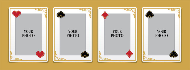 Poker card photo frames vector.