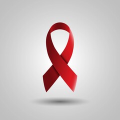 AIDS Red Ribbon Vector Illustration. World AIDS Day Red Gradient Ribbon Concept