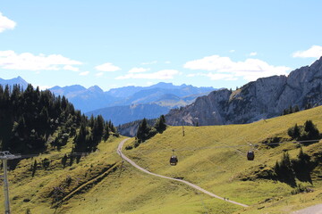 landscape with cable car in Austria