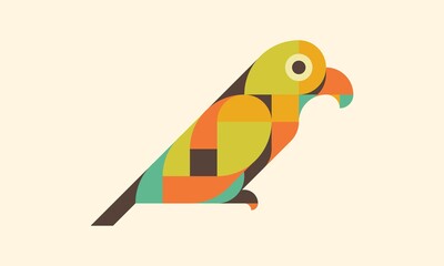 Simple Geometric flat design of parrot lovebird illustrations