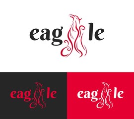 Eagle Bird Logo Brush Line Art Illustration